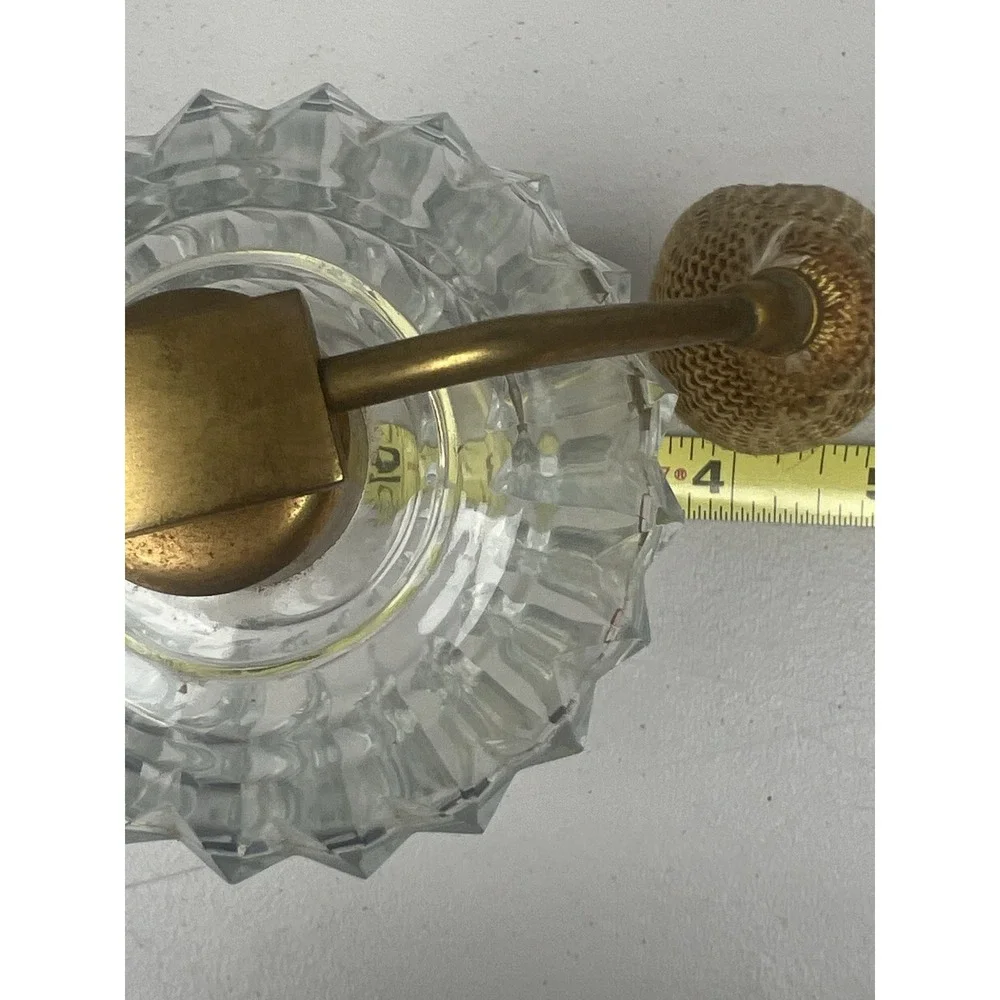 Vintage Baccarat France Crystal Perfume Atomizer Gold Mesh Bulb Signed